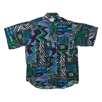 GATSBY SILK Mens Shirt Blue Silk Crazy Pattern M
