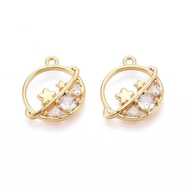 Brass Micro Pave Cubic Zirconia Pendants
