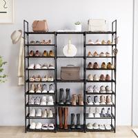 MOMOK 9 Tiers Shoe Rack Organizer,  Max Holds 55 Pairs, Metal Shoe Storage, Shelf with Hooks for Entryway, Garage, Black