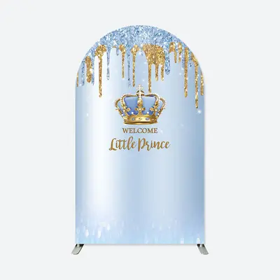Aperturee Glitter Blue Prince Baby Shower Party Arch Backdrop | Diy Round Arch Backdrop | Custom Arched Wall Covers | Chiara ...