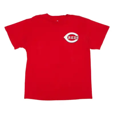 MAJESTIC Cincinnati Reds Mike Leake USA T-Shirt Red Short Sleeve Mens L