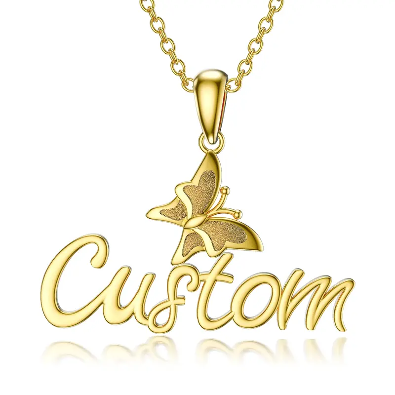 18K Gold & Personalized Classic Name Butterfly Necklace