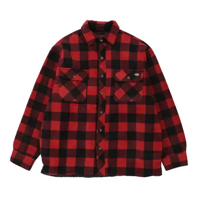 Dickies Flannel Shirt - Large Red Polyester Blend