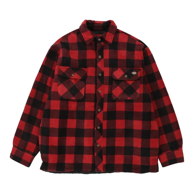 Dickies Flannel Shirt - Large Red Polyester Blend