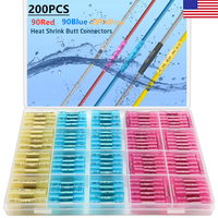 200PCS Heat Shrink Butt Wire Connector Kit, Insulated Waterproof Electrical Wire Crimp Terminals Butt Splice for Marine Autom...