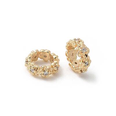 Brass Micro Pave Cubic Zirconia Daisy Spacer Beads