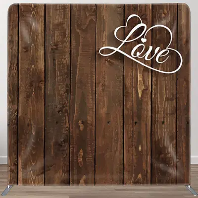 Aperturee Love Dark Brown Wood Wall Fabric Photo Backdrop Cover - Aperturee