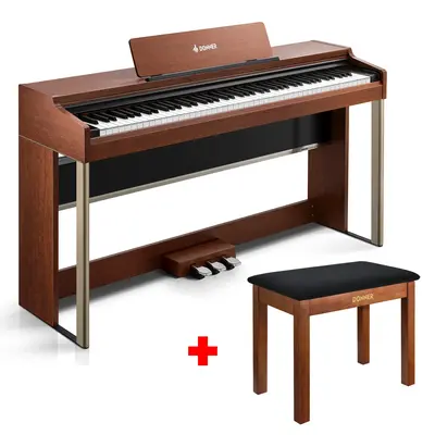 Donner DDP-200PRO Digital Piano with Touchscreen - Brown / Piano+Bench