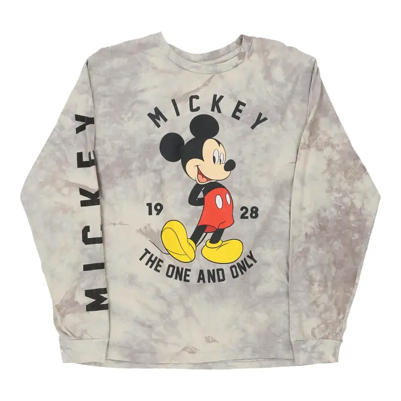 Age 13- 14 Mickey Mouse Disney Tie-Dye Sweatshirt - XL Grey Cotton