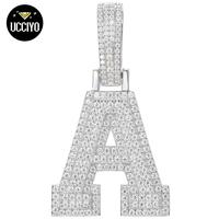 【#P351】925 Sterling Silver Synthetic Moissanite A-Z 26 Letter Pendant Necklace for Women Men Hip Hop Jewelry Gift