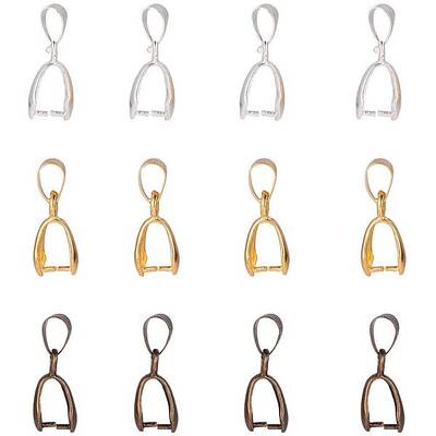 90pcs 3 Colors Brass Pinch Bails Pinch Clip Bail Clasp Dangle Charm Bead Pendant Connector Findings for Pendants Necklace Jew...