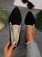 Women's Fashionable Solid Color Pointed Toe Slip on Flat Shoes, Casual Comfortable Flat Shoes for Daily Wear, Lightweight Bre...