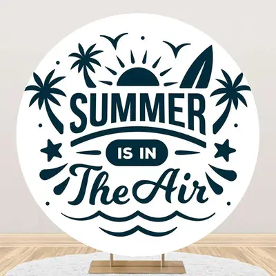White Sun Summer Is In The Air Round Party Backdrop - Aperturee