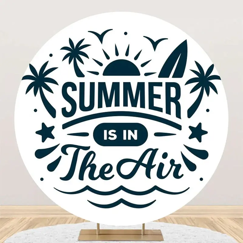 White Sun Summer Is In The Air Round Party Backdrop - Aperturee