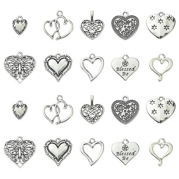 60Pcs 10 Styles Tibetan Style Alloy Pendants