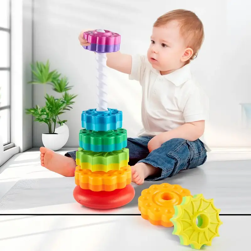 Baby Rotating Stacking Toy, 1 Box Colorful Stacking Ring Toy, Early Education Toy for 1-3 Years Old Kids, Fun Gift for Girls ...