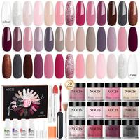 Long-lasting Nailcare Dip Powder Nail Art Kit, 1 Set 20 Colors Clear Nude Pink Brown Glitter All Season Acrylic Dipping Powde...