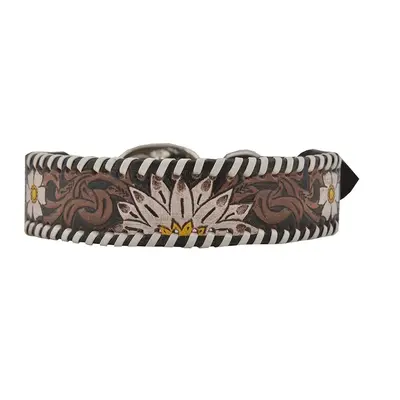 Handtooled Leather Adjustable Floral Dog Collar