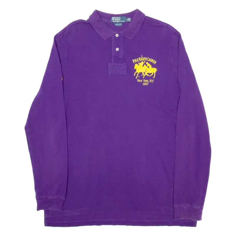 POLO RALPH LAUREN Custom Fit Mens Polo Shirt Purple Long Sleeve XL