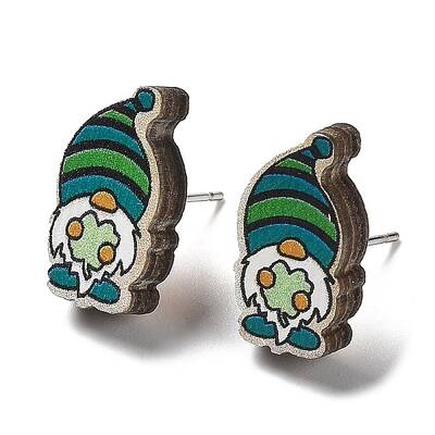 Printing Wood Stud Earrings for Women