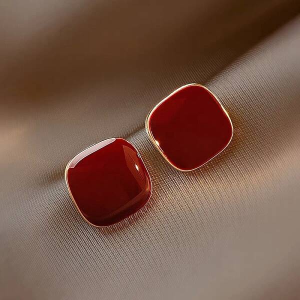 Alloy Enamel Stud Earrings for Women