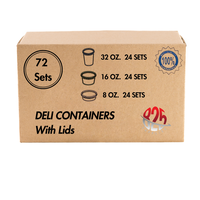 72 Pack - Deli Food Storage Containers with Lids [24-8 oz, 24-16 oz, 24-32 oz] - BPA Free, Microwave and Freezer Safe Kitchen...