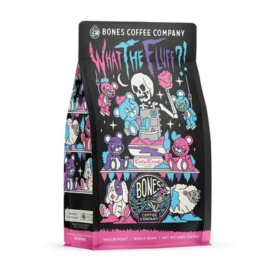 Bones Coffee Company What the Fluff?!, Berry Cotton Candy Flavor, Made with Arabica Coffee Beans, Ground and Whole Coffee (12...