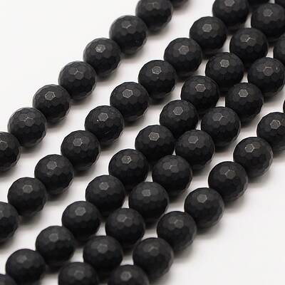 Frosted Natural Black Onyx Bead Strands