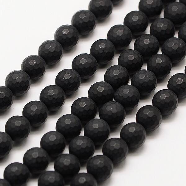 Frosted Natural Black Onyx Bead Strands