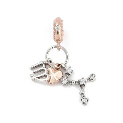 Brass Pendants with Cubic Zirconia European Beads