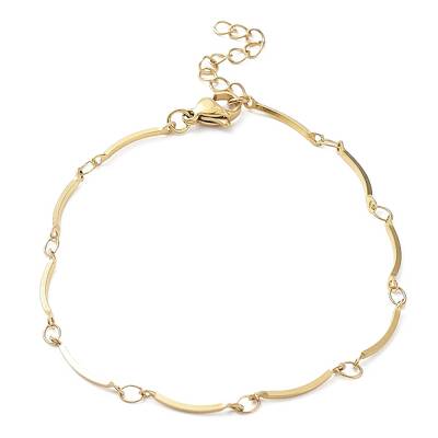 Ion Plating(IP) 304 Stainless Steel Curved Bar Link Chain Bracelets
