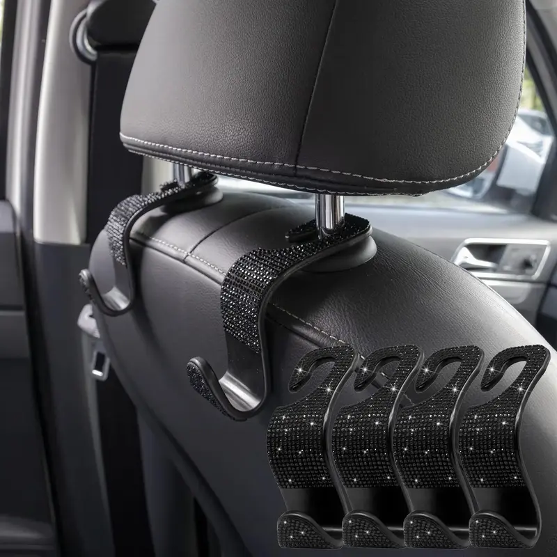 Car Seat Back Hook, Rhinestone Decor Car Seat Back Durable Hanger Organizers, Universal Car Interior Accessories for SUV Truc...