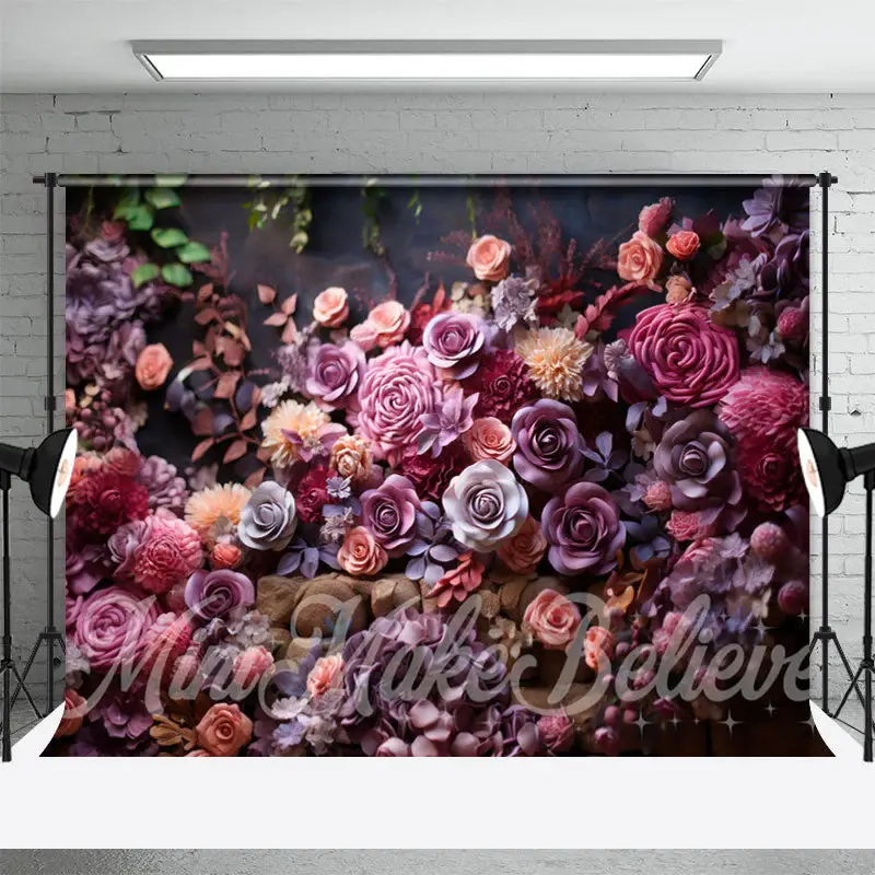 Dense Dark Purple Roses Floral Backdrop For Photo - Aperturee