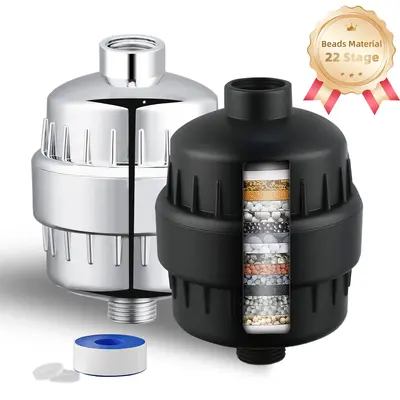22 Stage Shower Head Filter, Practical Shower Head Filter with VC Beads, High Output Flow Shower Equipment Accessories for Ho...