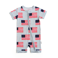 George Blue Flag SHORTY ZIP Bamboo Baby 4th of July gigi and max