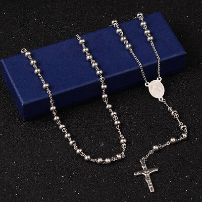 Non-Tarnish 201 Stainless Steel Rosary Bead Necklaces
