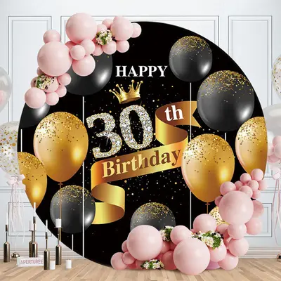 Aperturee Circle Animals Glitter 1St Birthday Backdrop | Round Birthday Backdrop Cover | Round Backdrop Cover | Happy Birthda...