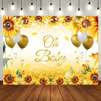Oh Baby Sunflower Balloons Gender Reveal Backdrop