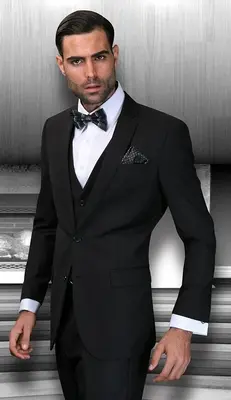 Mens Wool Blend Suit 3Piece Set  Solid Colors Statement