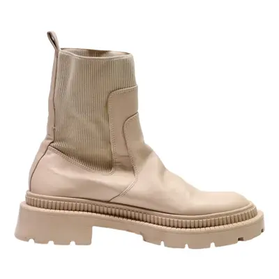 MNG Chelsea Boots Beige Leather Womens UK 6