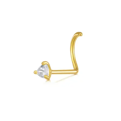 14K Gold Moissanite Heart Nose Ring