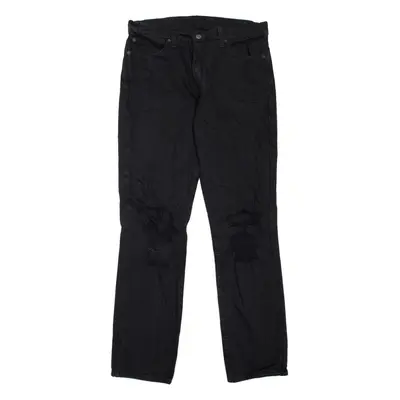 LEVI'S 511 Jeans Distressed Mens Black Slim Straight W33 L32