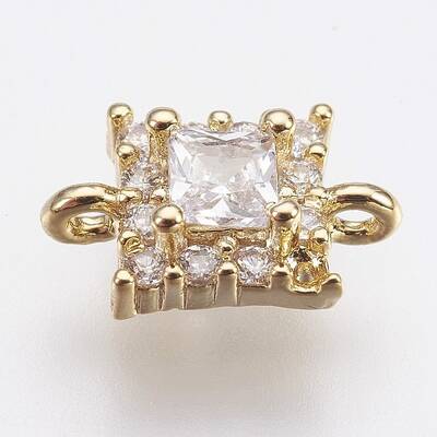 Brass Micro Pave Cubic Zirconia Links