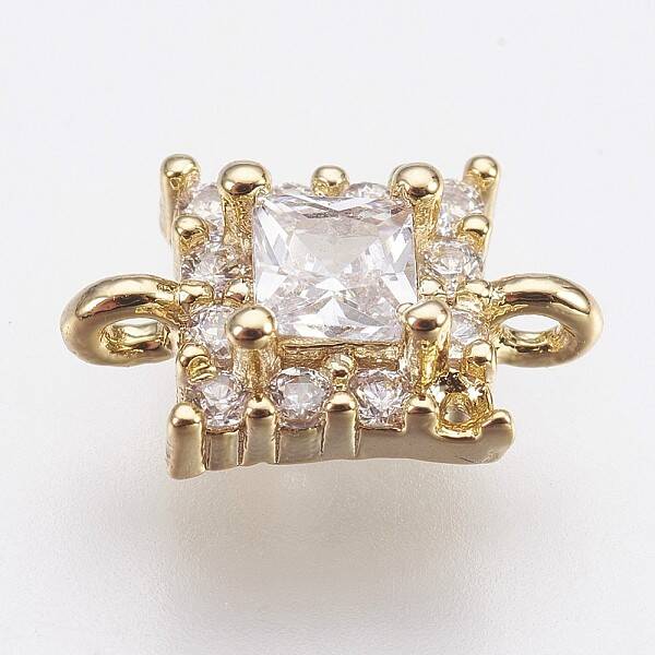 Brass Micro Pave Cubic Zirconia Links