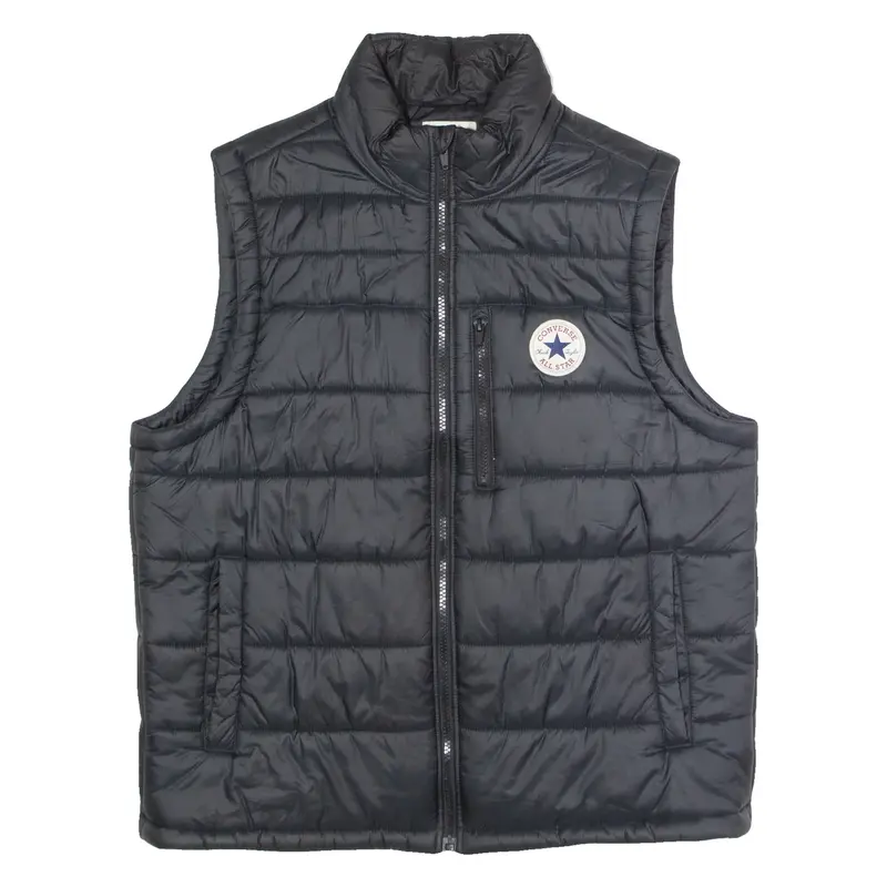 CONVERSE Mens Puffer Gilet Black Nylon M