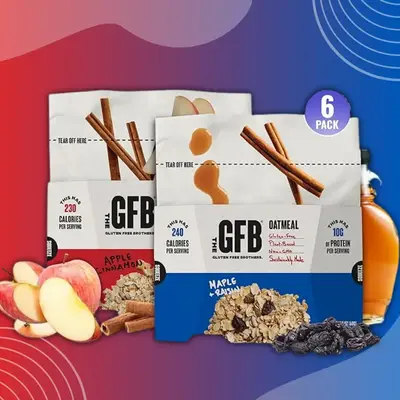 The GFB Oatmeal Pop-Up Cup Variety Pack 6 Count - Apple Cinnamon and Maple Raisin Oatmeal Pouches Instant Breakfast Food