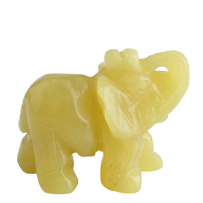 Natural Lemon Jade Carved Healing Elephant Figurines