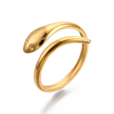 Ion Plating(IP) 304 Stainless Steel Snake Cuff Ring