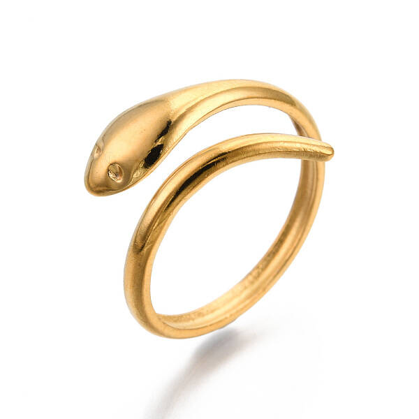 Ion Plating(IP) 304 Stainless Steel Snake Cuff Ring