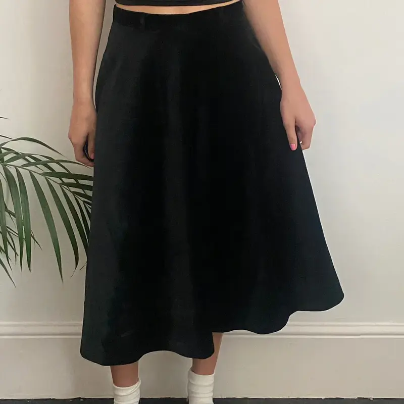 Unbranded Midi Skirt - 28W UK 8 Black Cotton